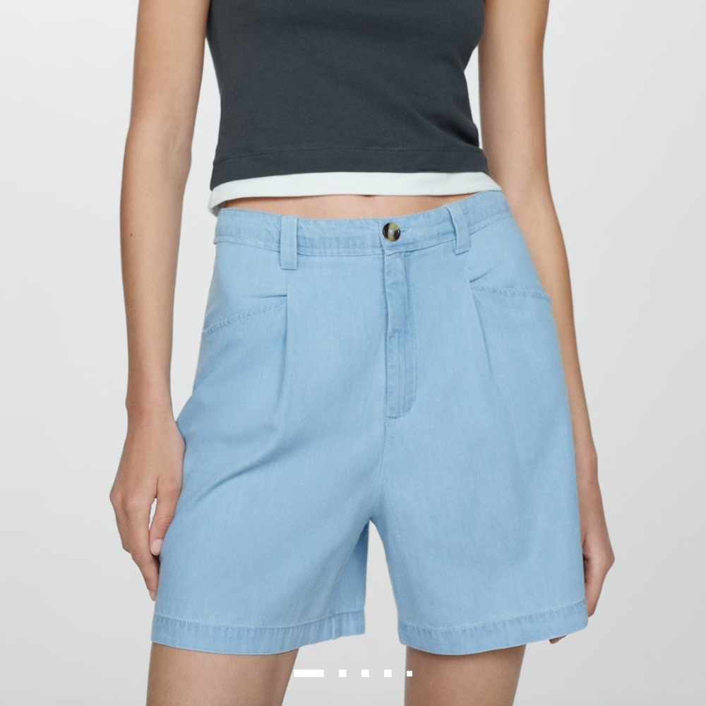 100% cotton light breathable shorts blue mango